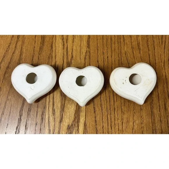 Set of 3 vintage 1216-BL Ceramic Floral Puffy Hearts Home Interior / Homco - Picture 3 of 5